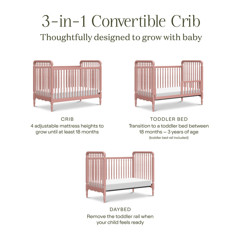 Namesake Liberty 3-in-1 Convertible Spindle Crib with Toddler Bed Conversion Kit