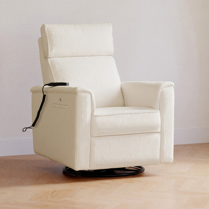 Monogram by Namesake Willa Deluxe Power Recliner and Swivel Glider with Heat + Massage | Ivory Corduroy