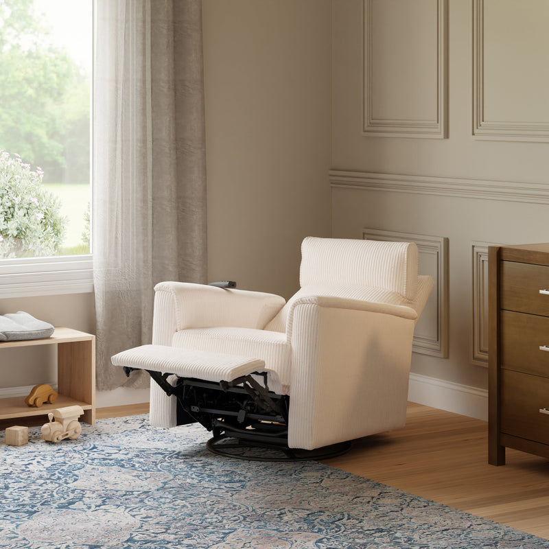 Monogram by Namesake Willa Deluxe Power Recliner and Swivel Glider with Heat + Massage | Ivory Corduroy