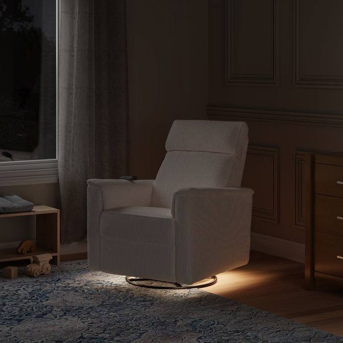 Monogram by Namesake Willa Deluxe Power Recliner and Swivel Glider with Heat + Massage | Ivory Corduroy | EXCLUSIVE!