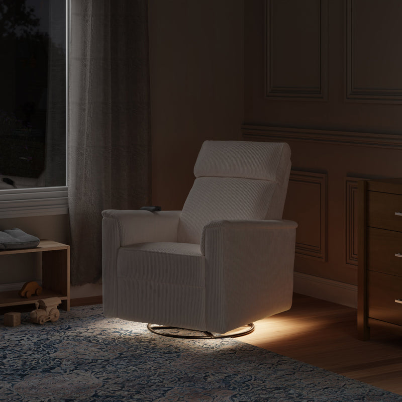 Monogram by Namesake Willa Deluxe Power Recliner and Swivel Glider with Heat + Massage | Ivory Corduroy