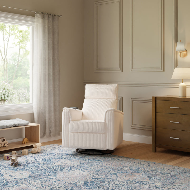 Monogram by Namesake Willa Deluxe Power Recliner and Swivel Glider with Heat + Massage | Ivory Corduroy