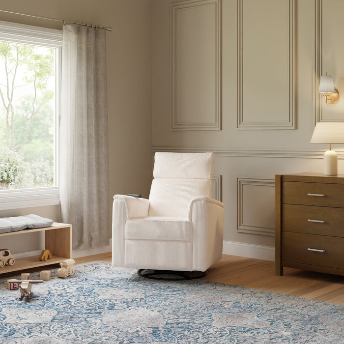 Monogram by Namesake Willa Deluxe Power Recliner and Swivel Glider with Heat + Massage | Ivory Corduroy | EXCLUSIVE!