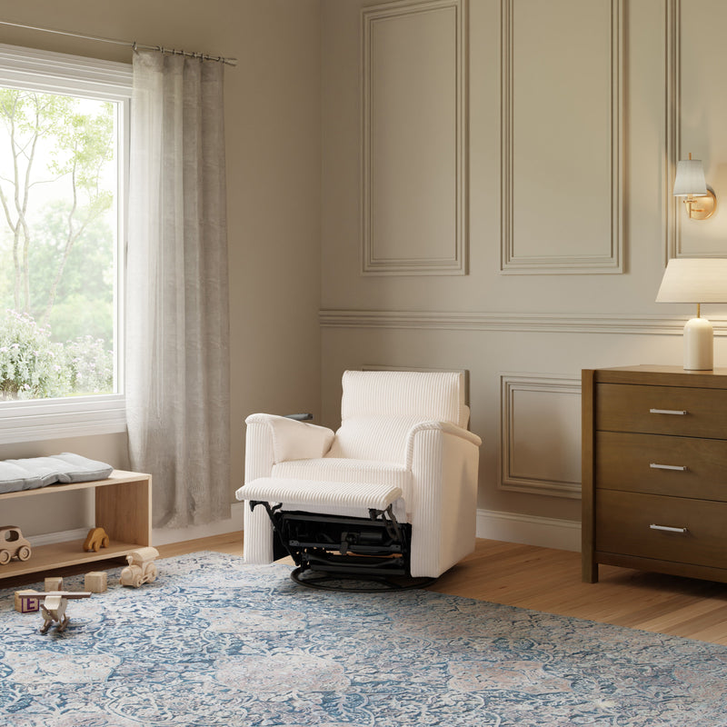 Monogram by Namesake Willa Deluxe Power Recliner and Swivel Glider with Heat + Massage | Ivory Corduroy