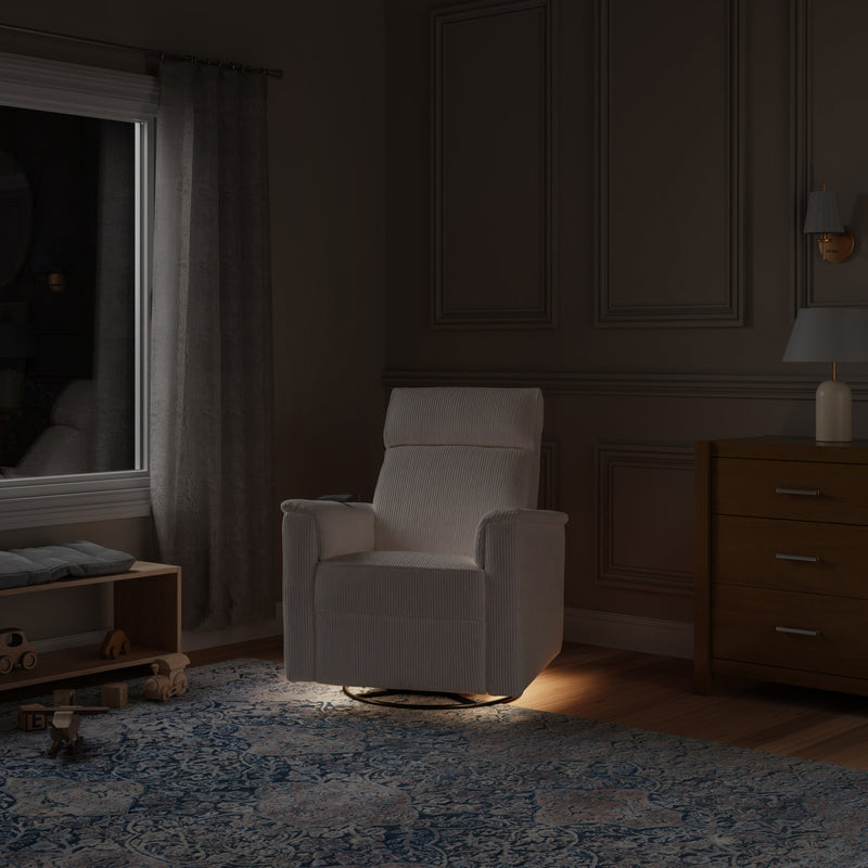 Monogram by Namesake Willa Deluxe Power Recliner and Swivel Glider with Heat + Massage | Ivory Corduroy