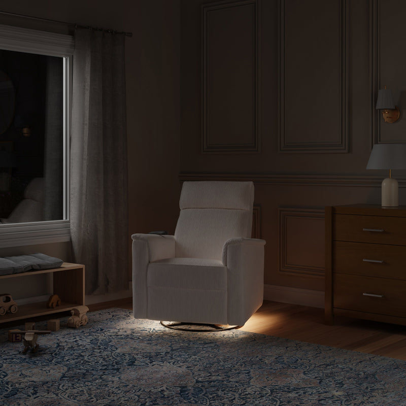 Monogram by Namesake Willa Deluxe Power Recliner and Swivel Glider with Heat + Massage | Ivory Corduroy