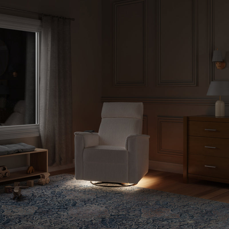 Monogram by Namesake Willa Deluxe Power Recliner and Swivel Glider with Heat + Massage | Ivory Corduroy