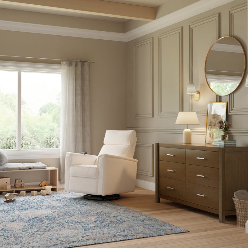 Monogram by Namesake Willa Deluxe Power Recliner and Swivel Glider with Heat + Massage | Ivory Corduroy