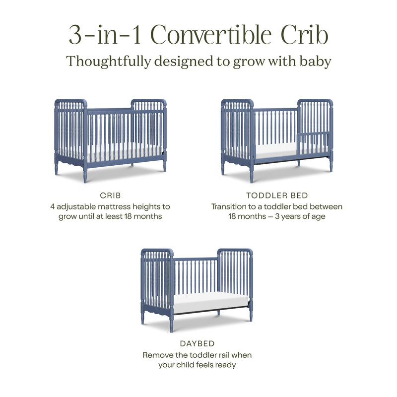 Namesake Liberty 3-in-1 Convertible Spindle Crib with Toddler Bed Conversion Kit