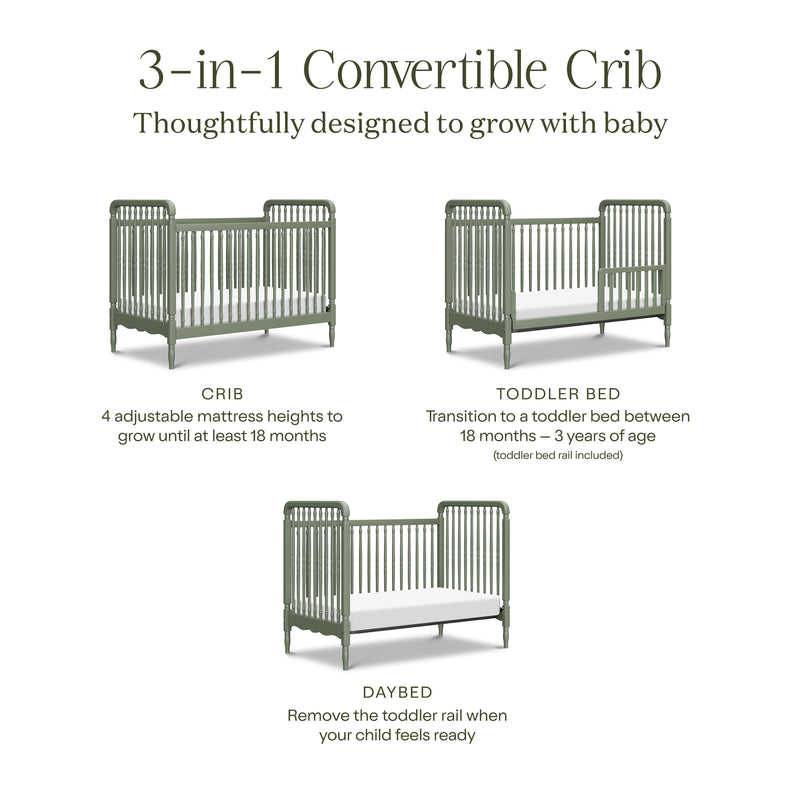 Namesake Liberty 3-in-1 Convertible Spindle Crib with Toddler Bed Conversion Kit