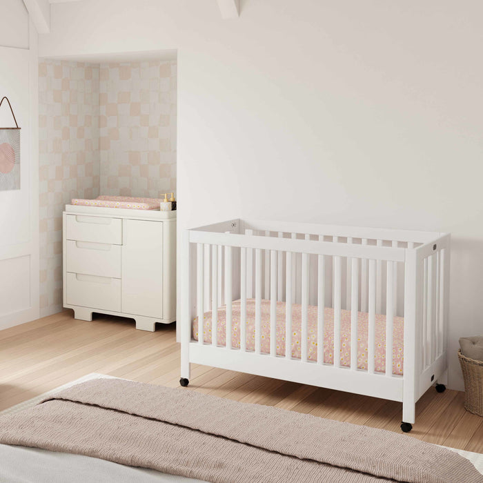 Babyletto Maki Portable Folding Crib with Toddler Bed Conversion Kit