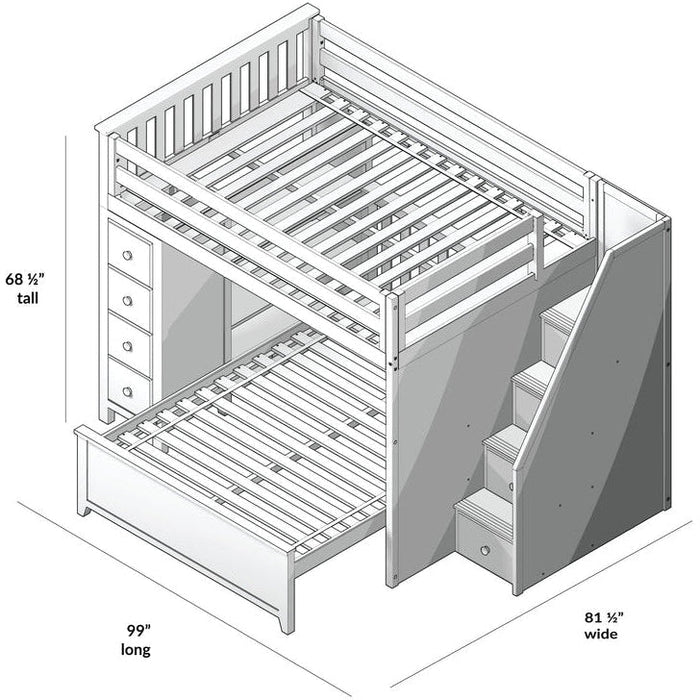 Jackpot Deluxe Cheltenham Full Over Full L-Shape Bunk with Staircase + Storage