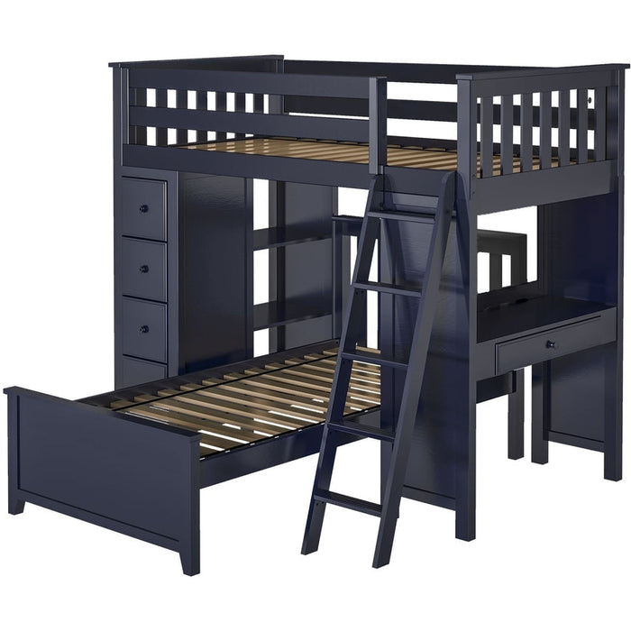 Jackpot Deluxe Kensington Loft Bed Storage Study + Twin Bed