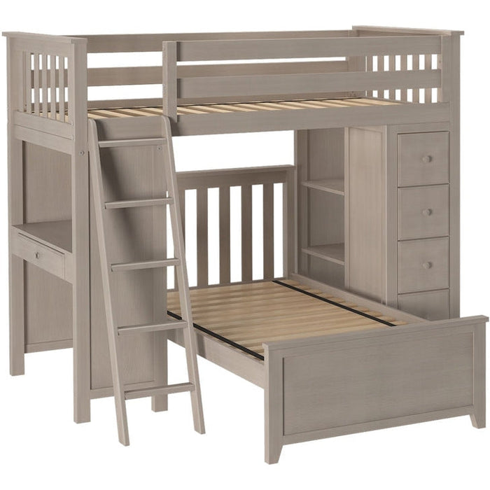 Jackpot Deluxe Kensington Loft Bed Storage Study + Twin Bed