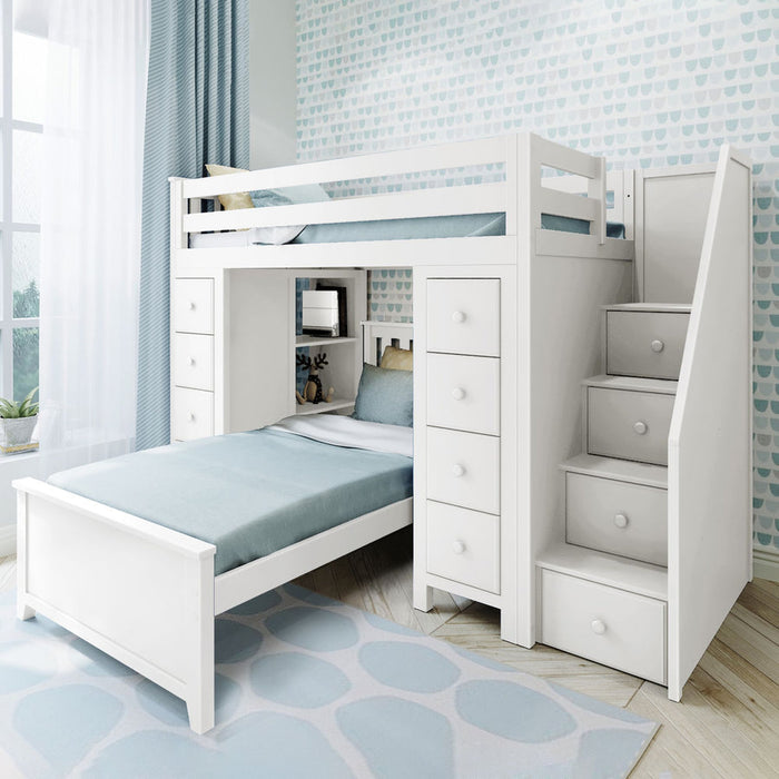 Jackpot Deluxe Chester Staircase Loft Bed Desk + Dresser + Twin Bed