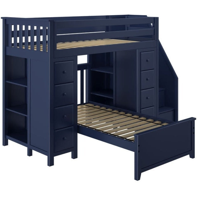 Jackpot Deluxe Chester Staircase Loft Bed Desk + Dresser + Twin Bed