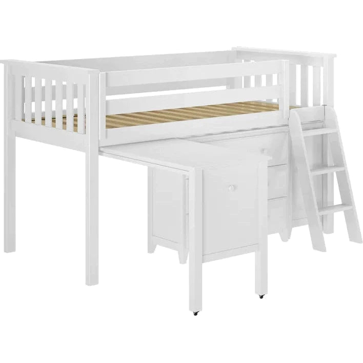 Jackpot Deluxe Windsor Twin-Size Storage Loft Bed with Two Dressers + Desk