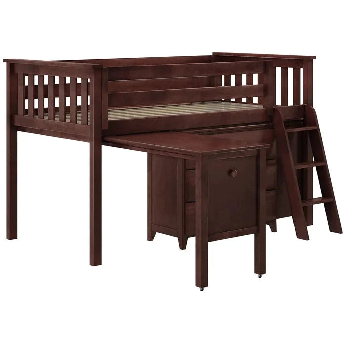 Jackpot Deluxe Windsor Twin-Size Storage Loft Bed with Two Dressers + Desk