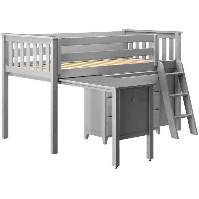Jackpot Deluxe Windsor Twin-Size Storage Loft Bed with Two Dressers + Desk