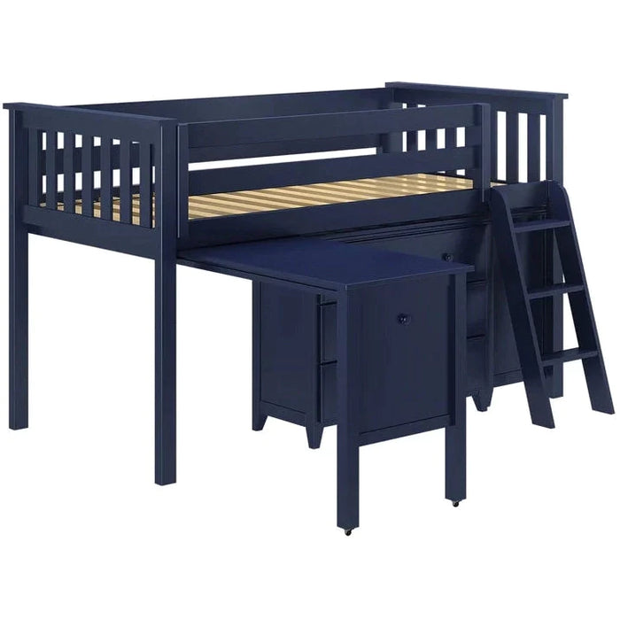 Jackpot Deluxe Windsor Twin-Size Storage Loft Bed with Two Dressers + Desk