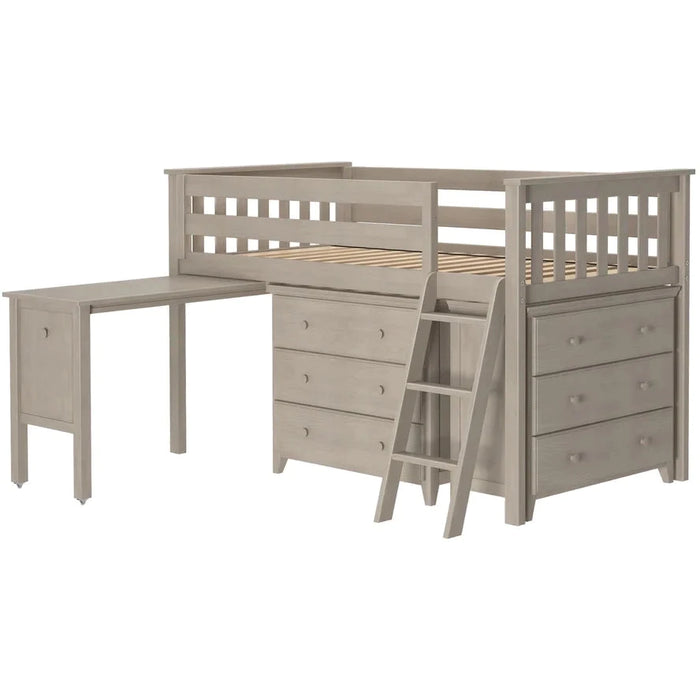 Jackpot Deluxe Windsor Twin-Size Storage Loft Bed with Two Dressers + Desk