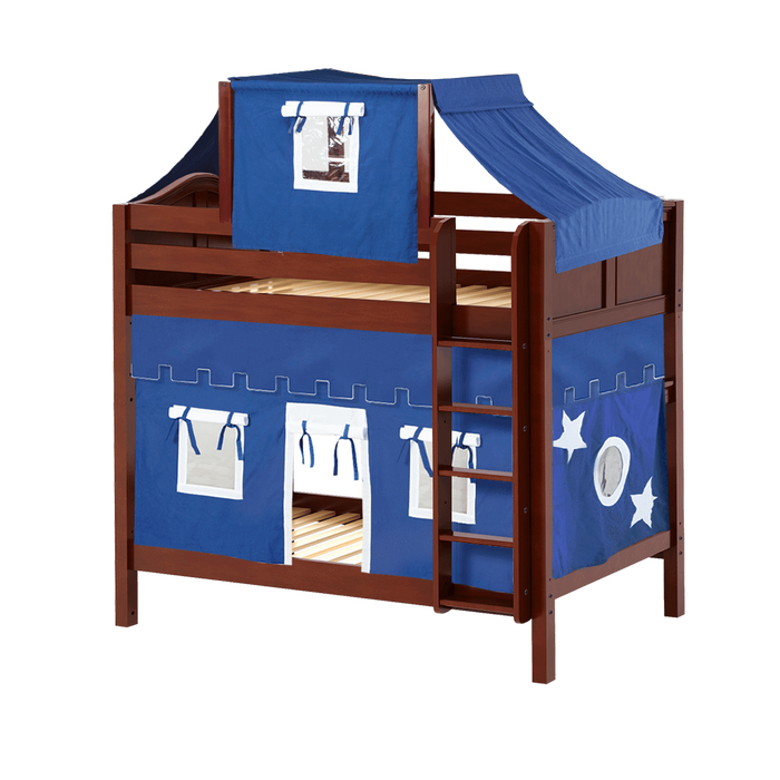 Maxtrix Twin High Bunk Bed with Straight Ladder, Top Tent + Curtain