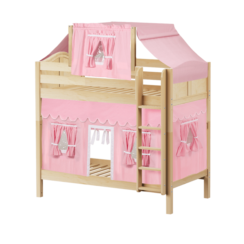 Maxtrix Twin High Bunk Bed with Straight Ladder, Top Tent + Curtain