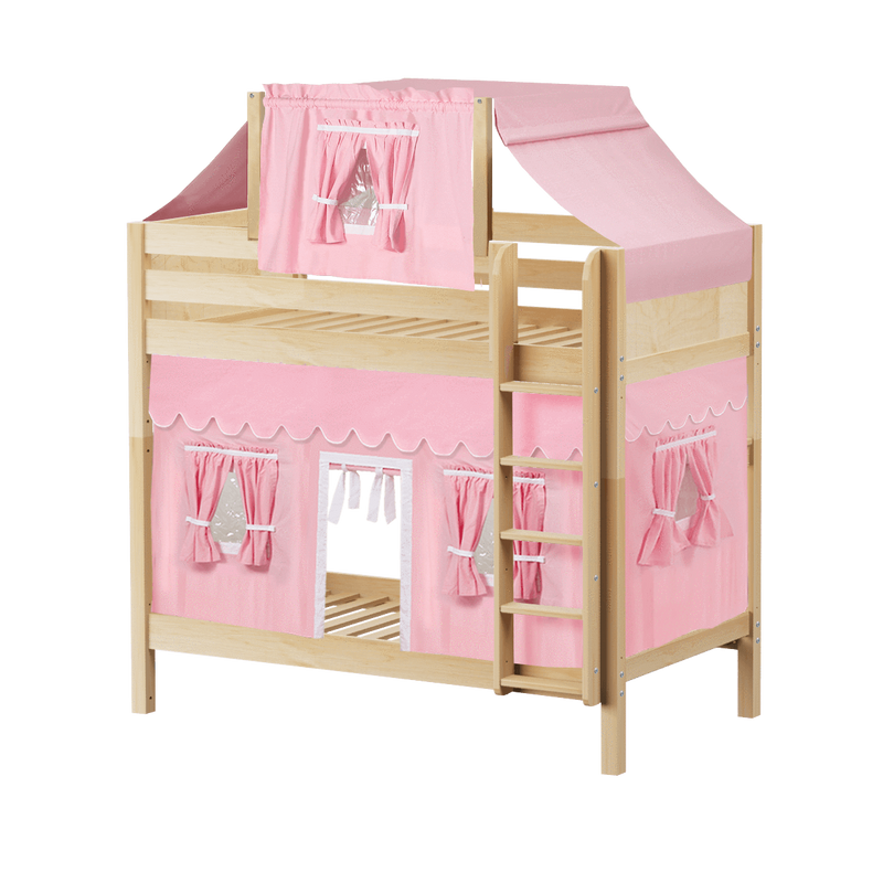 Maxtrix Twin High Bunk Bed with Straight Ladder, Top Tent + Curtain