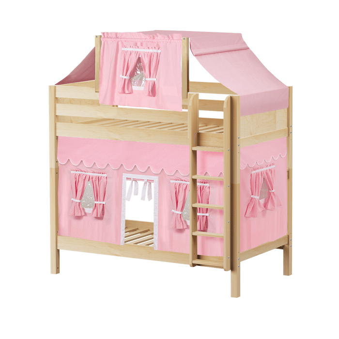 Maxtrix Twin High Bunk Bed with Straight Ladder, Top Tent + Curtain