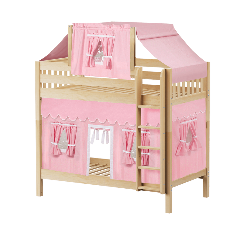 Maxtrix Twin High Bunk Bed with Straight Ladder, Top Tent + Curtain