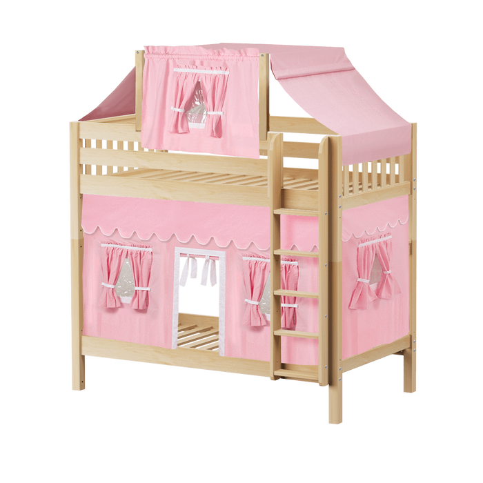 Maxtrix Twin High Bunk Bed with Straight Ladder, Top Tent + Curtain