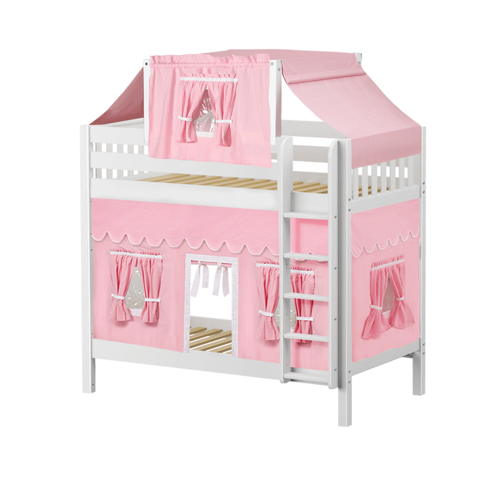 Maxtrix Twin High Bunk Bed with Straight Ladder, Top Tent + Curtain