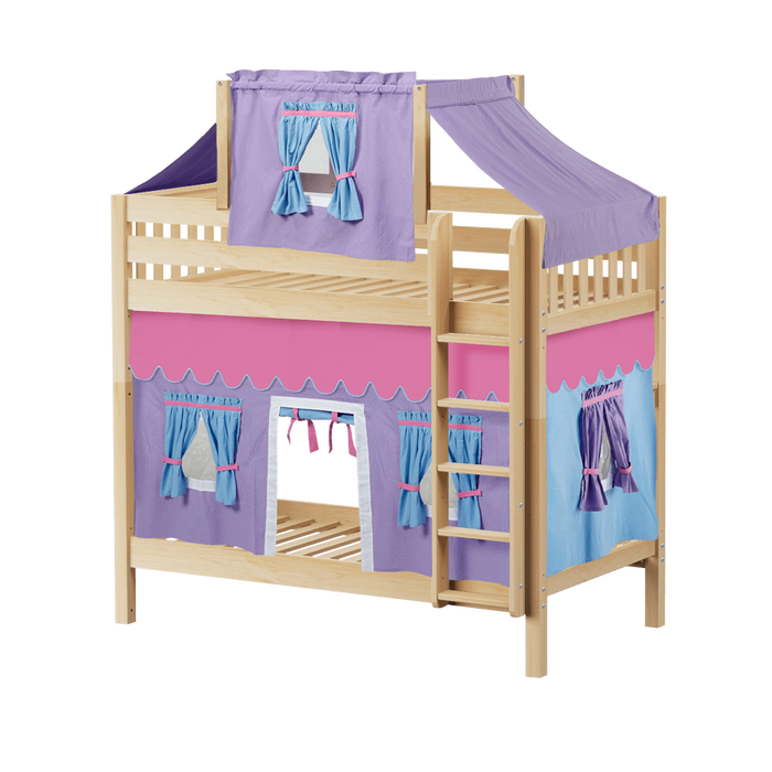 Maxtrix Twin High Bunk Bed with Straight Ladder, Top Tent + Curtain