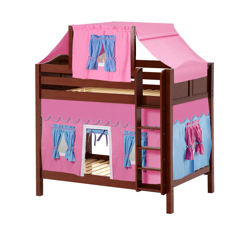 Maxtrix Twin High Bunk Bed with Straight Ladder, Top Tent + Curtain