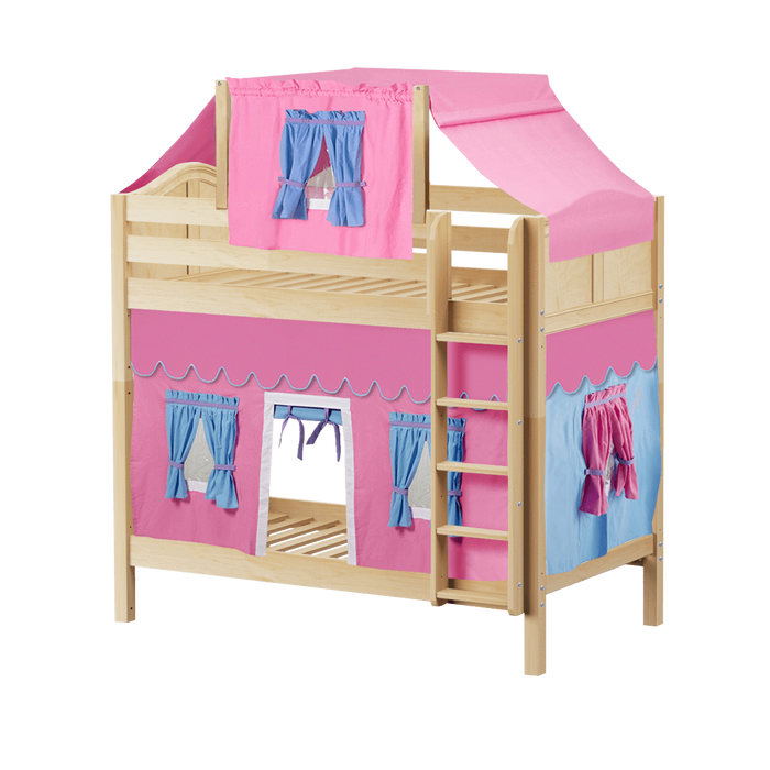 Maxtrix Twin High Bunk Bed with Straight Ladder, Top Tent + Curtain