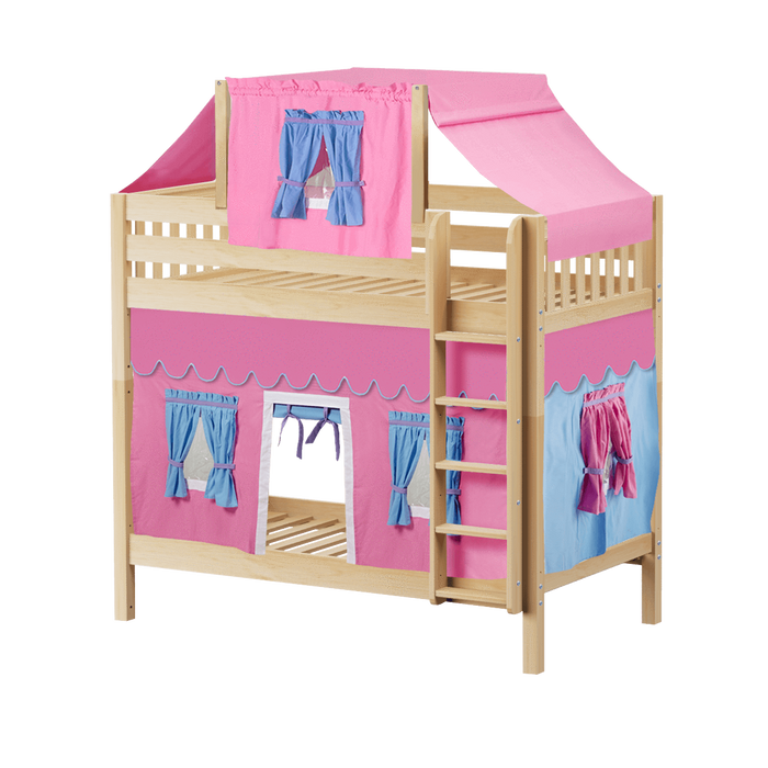 Maxtrix Twin High Bunk Bed with Straight Ladder, Top Tent + Curtain