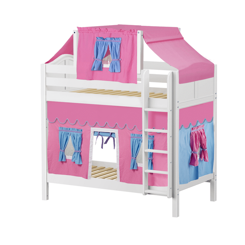 Maxtrix Twin High Bunk Bed with Straight Ladder, Top Tent + Curtain