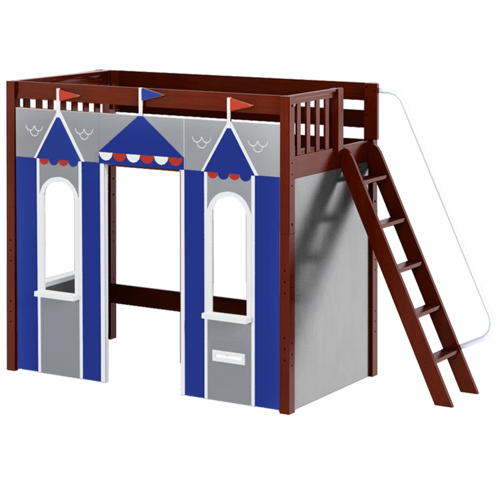 Maxtrix Twin High Loft Bed with Angled Ladder + Playhouse Panels