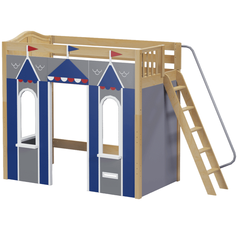Maxtrix Twin High Loft Bed with Angled Ladder + Playhouse Panels