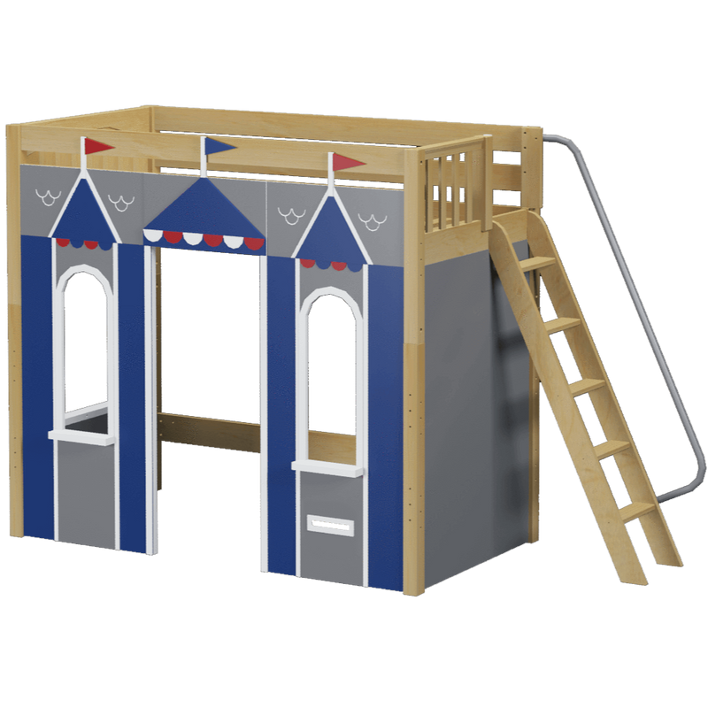 Maxtrix Twin High Loft Bed with Angled Ladder + Playhouse Panels