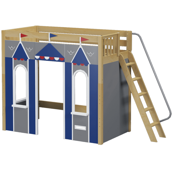 Maxtrix Twin High Loft Bed with Angled Ladder + Playhouse Panels