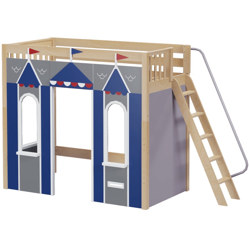 Maxtrix Twin High Loft Bed with Angled Ladder + Playhouse Panels