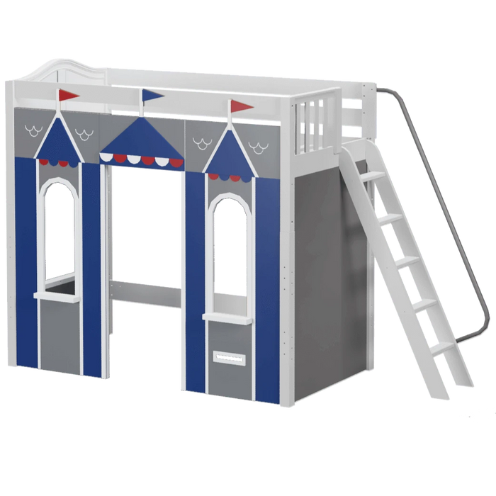 Maxtrix Twin High Loft Bed with Angled Ladder + Playhouse Panels