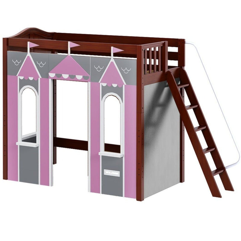 Maxtrix Twin High Loft Bed with Angled Ladder + Playhouse Panels