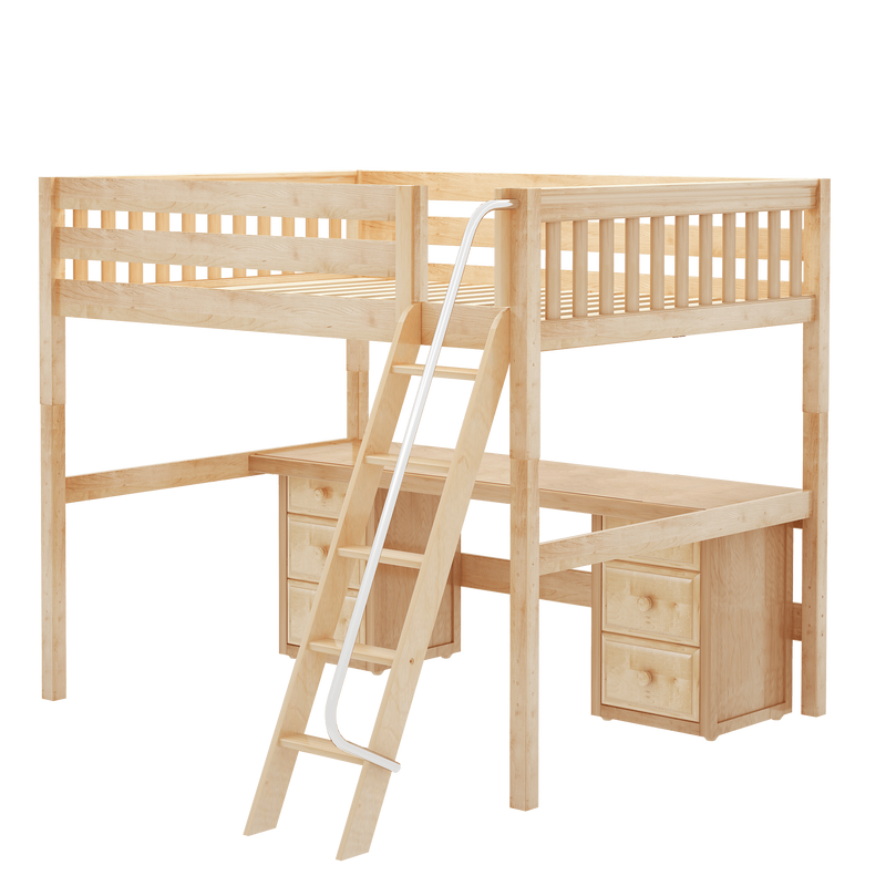 Maxtrix Queen High Loft Bed with Angled Ladder + Desk