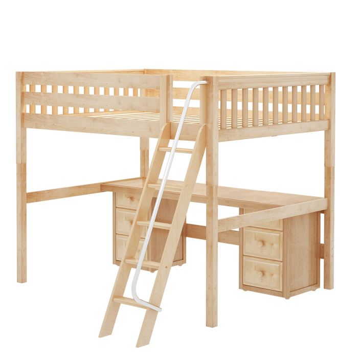 Maxtrix Queen High Loft Bed with Angled Ladder + Desk