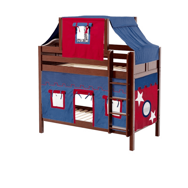Maxtrix Twin Medium Bunk Bed with Straight Ladder, Top Tent + Curtain