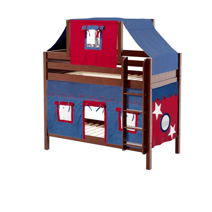 Maxtrix Twin Medium Bunk Bed with Straight Ladder, Top Tent + Curtain