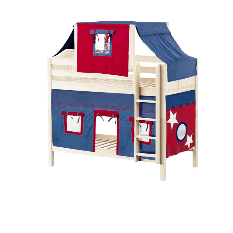 Maxtrix Twin Medium Bunk Bed with Straight Ladder, Top Tent + Curtain