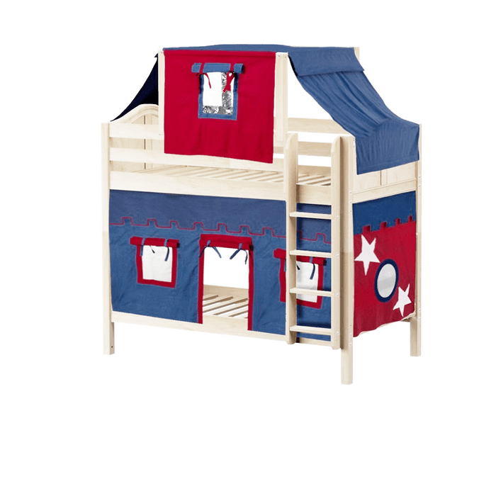 Maxtrix Twin Medium Bunk Bed with Straight Ladder, Top Tent + Curtain